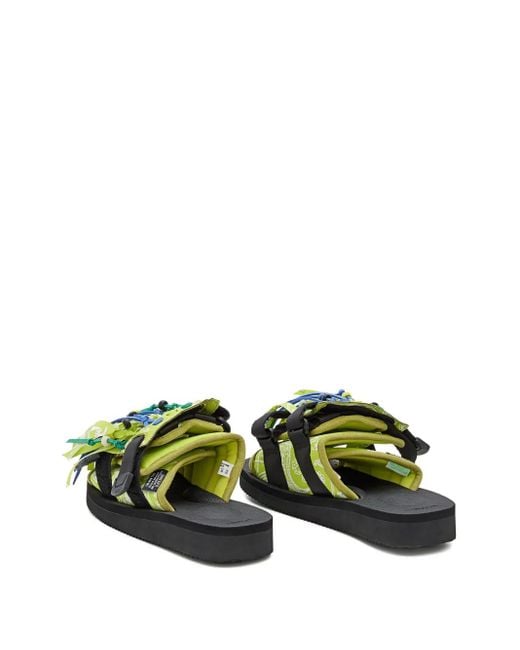 Alanui Green Paisley-Print Fringe Sandals
