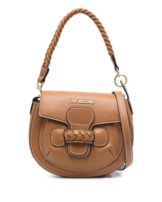 Love Moschino Brown Logo-Appliqué Shoulder Bag