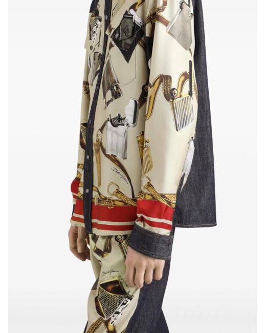 Dolce & Gabbana Hemd Mit Grafischem Print in Natural für Herren