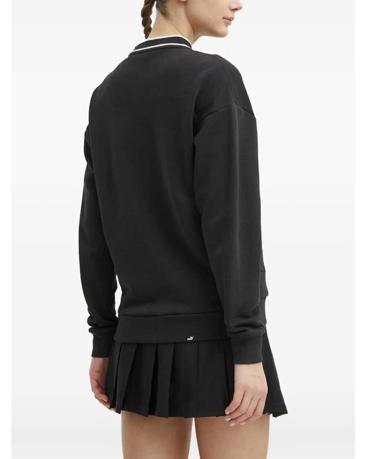 PUMA Black Logo-Print Press-Stud Jacket
