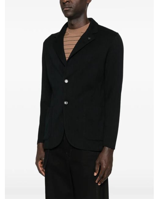 Lardini Black Notched Patch-Pocket Jacket for men