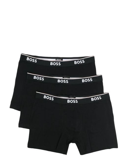 Boss Black Pack Of Three Logo-Waistband Boxer Briefs for men
