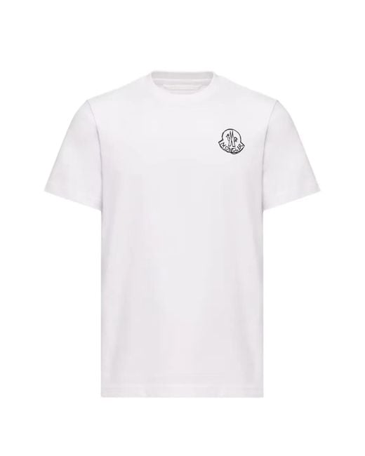 Moncler White Cotton Jersey Logo Patch T-Shirt for men