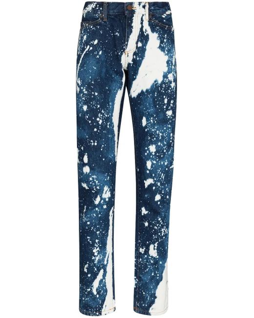 Palm Angels Blue Galaxy Dye Slim-Fit Jeans for men