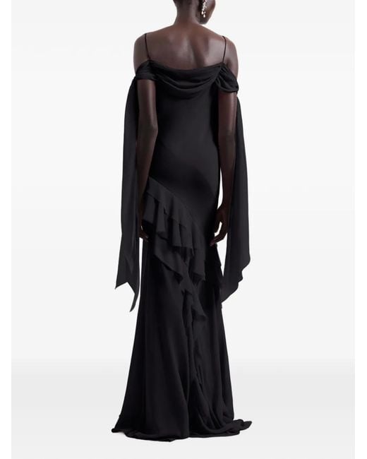 Nina Ricci Black Ruffled Silk Dress