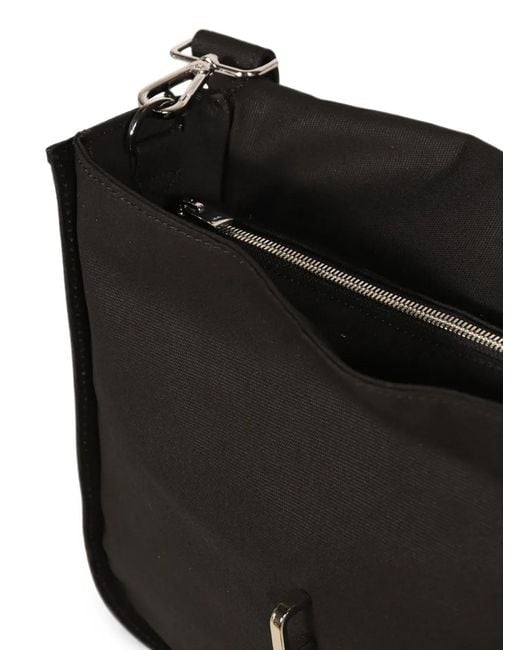 HELIOT EMIL Black Carabiner Canvas Shoulder Bag for men
