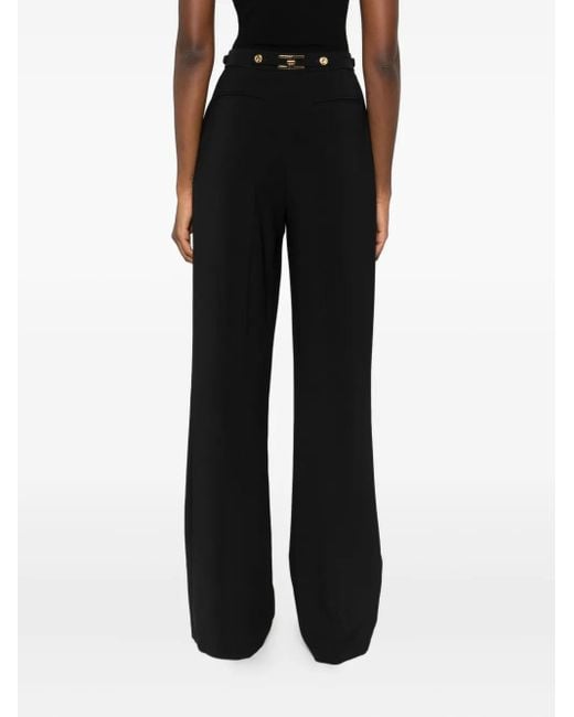Elisabetta Franchi Black Pleated gold-button pants