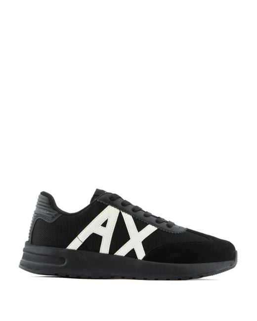 ARMANI EXCHANGE Black Logo-Patch Panelled-Design Sneakers for men