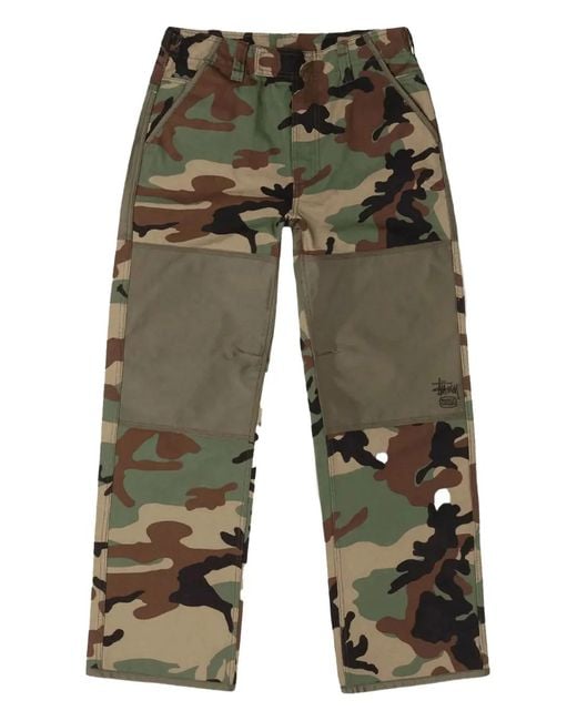 Stussy Green Panelled Camouflage Performance Trousers