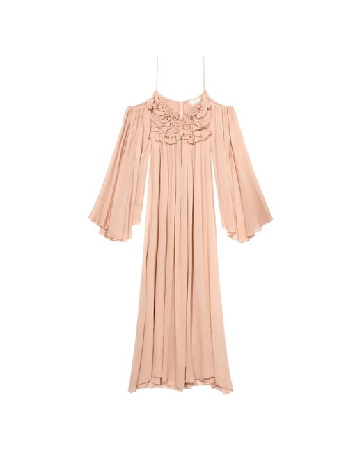 Blumarine Pink Ruffled-Detail Maxi Dress