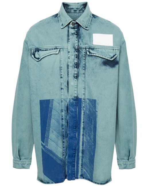 A_COLD_WALL* Blue Abstract-print Denim Shirt for men