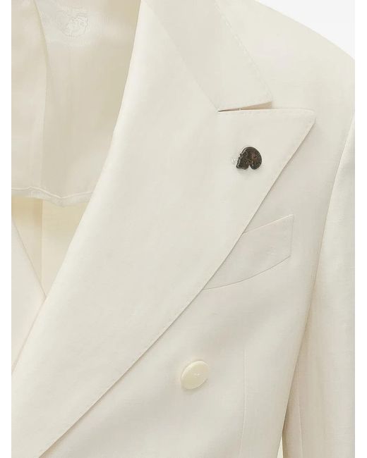 Gabriele Pasini White Double-Breasted Flap Jacket for men