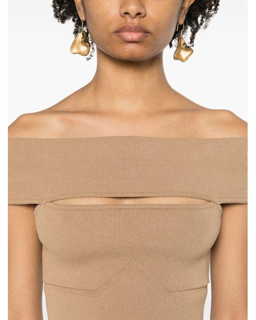 FEDERICA TOSI Off-shoulder Knitted Top Natural