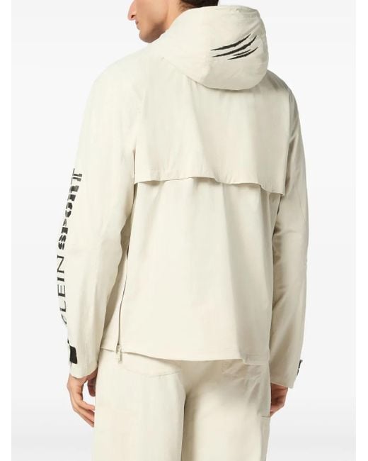 Philipp Plein Windjack Met Logoprint in het Natural voor heren