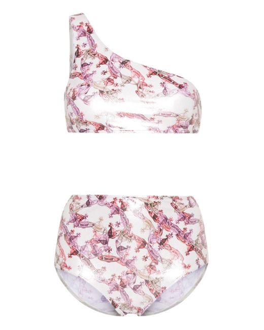 Vivienne Westwood Pink Orb Logo-print Laminated Bikini