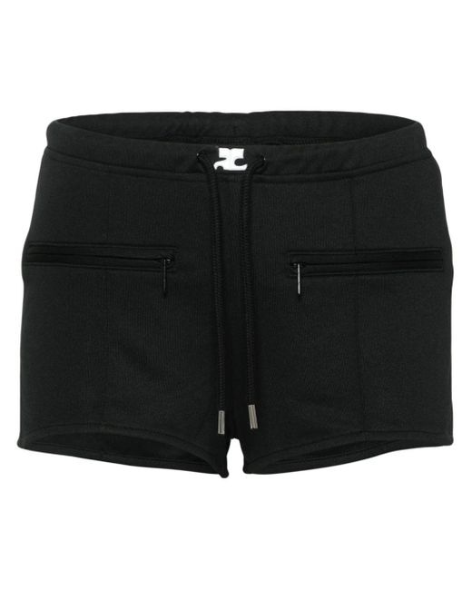 Courreges Black Logo-appliqué Mini Shorts
