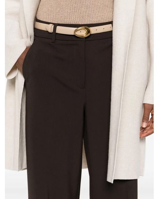 Cambio Brown Cuffed Wide-Leg Trousers