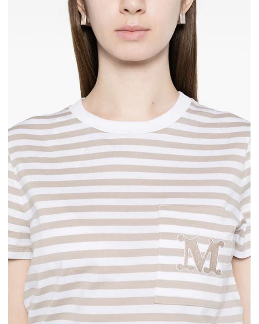 Max Mara White Striped Cotton T-Shirt