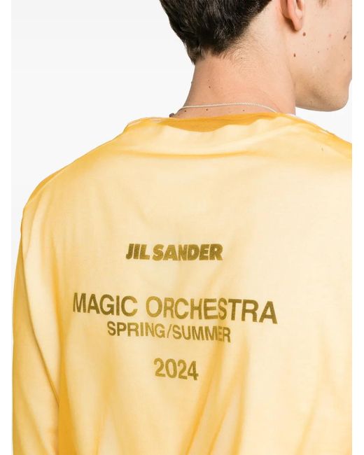 Jil Sander Natural T-Shirt En Coton À Design Superposé for men