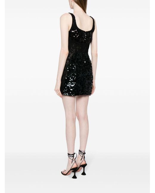 Cynthia Rowley Black Lace Sequinned Minidress