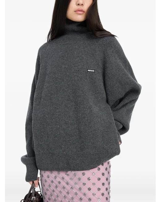 ROTATE BIRGER CHRISTENSEN Gray Knit Highneck Sweater