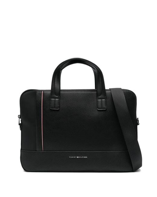 Tommy Hilfiger Black Central Slim Computer Bag for men
