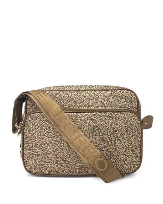 Borbonese Brown Medium Logo-Strap Satchel Bag