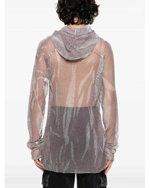 KANGHYUK Pink Fishnet Cotton Hoodie for men