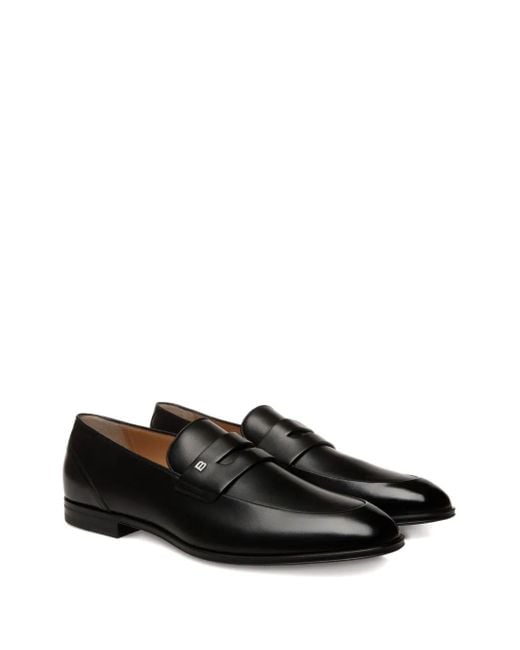 Bally Black Penny-Slot Leather Loafers for men