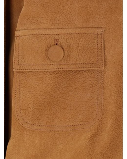 Plan C Brown Shearling-Collar Pocket Jacket