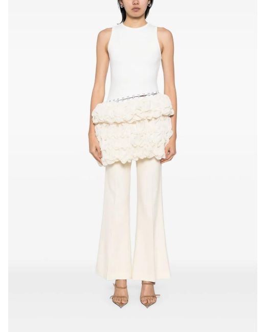 ROKH White Slim Flared Trousers
