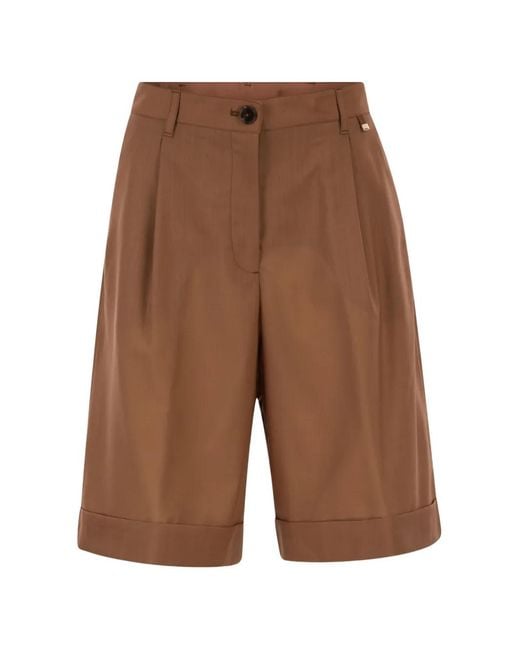Herno Brown Pleated Bermuda Shorts