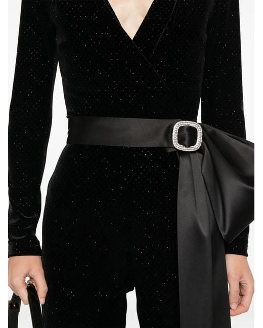 Nissa Black Glitter-Detail Jumpsuit
