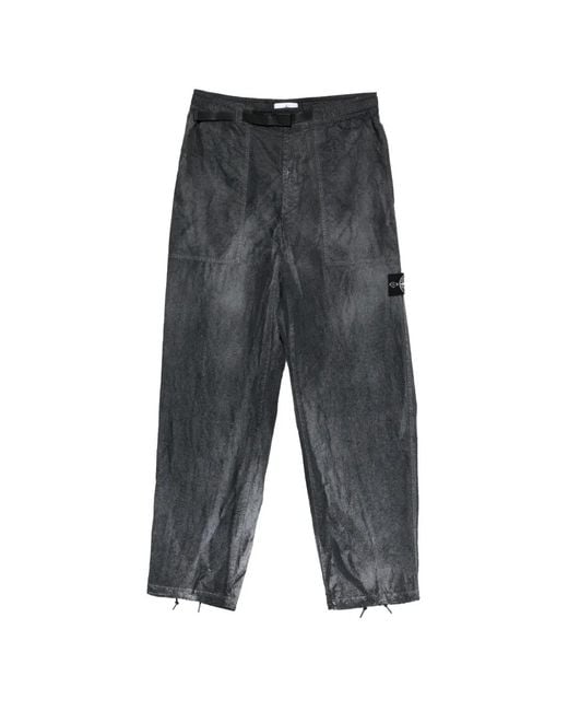 Stone Island Gray Hand Sprayed Reflective Trousers for men