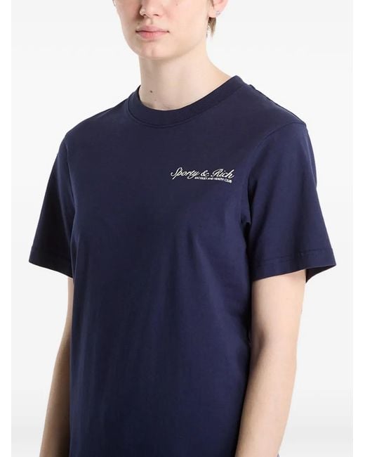 Sporty & Rich Blue Syracuse Logo-Print T-Shirt