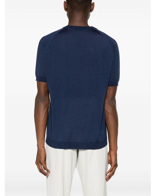 Sease Blue Raglan Knitted T-shirt for men