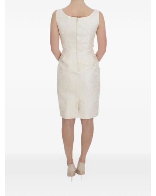 Dolce & Gabbana Natural Floral-Crystal-Embellished Midi Dress