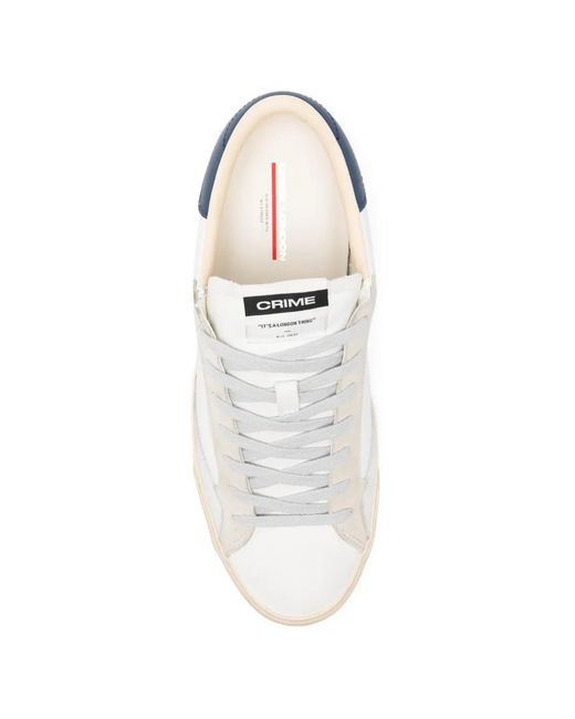 Crime London White Contrast Leather Sneakers for men