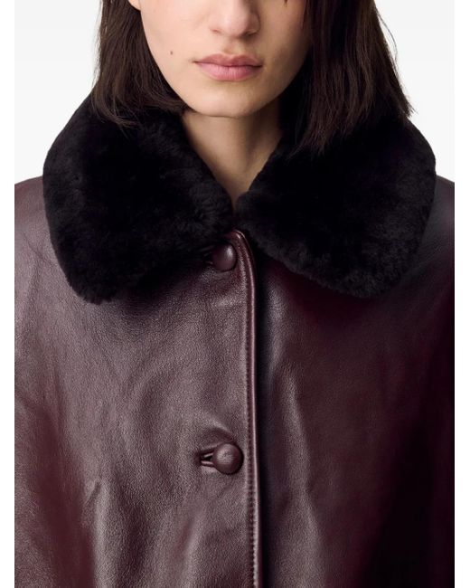 Claudie Pierlot シアリングカラーレザーコート Brown