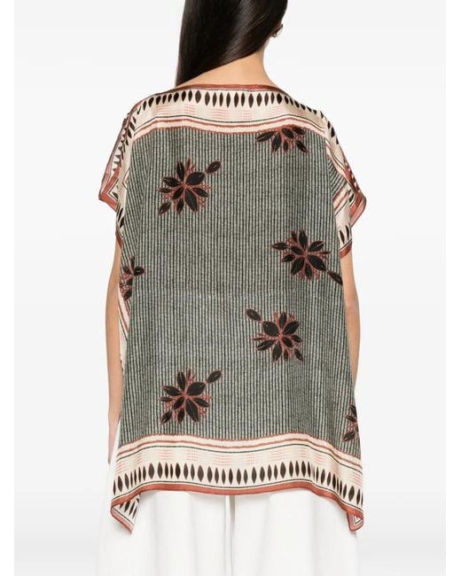 Diega Gray Geometrisch Gemustertes Top