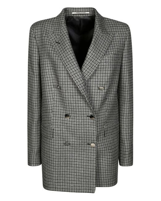 Tagliatore Black Double-Breasted Wool Blend Jacket For