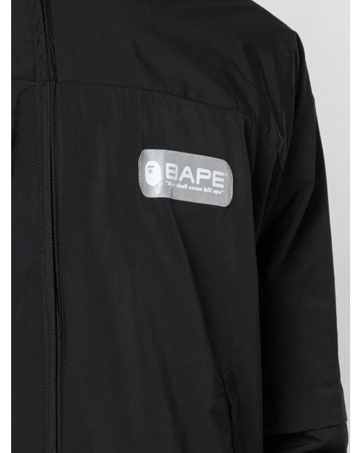 A Bathing Ape Black Detachable Logo-Print Bomber Jacket for men