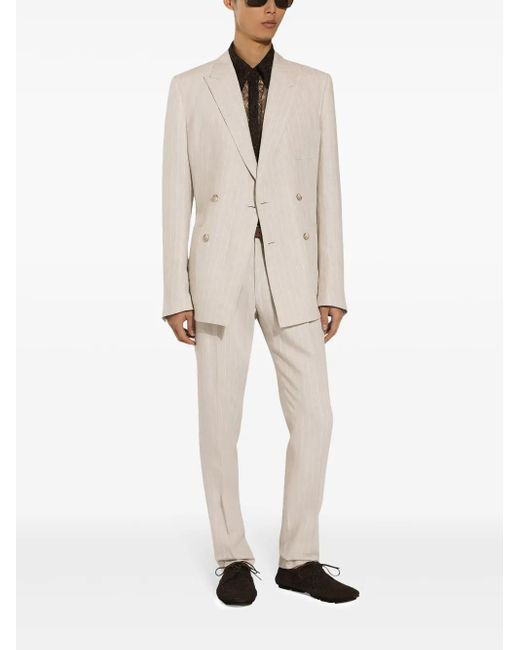 Dolce & Gabbana Natural Pinstriped Linen Blazer for men