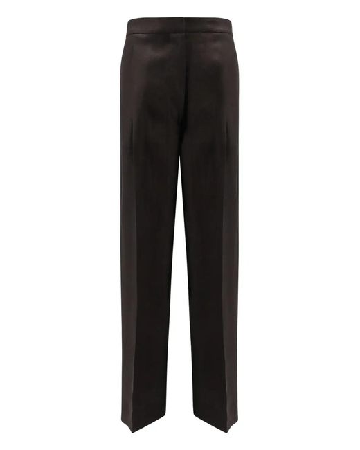 Lardini Black Flat-Front Trousers