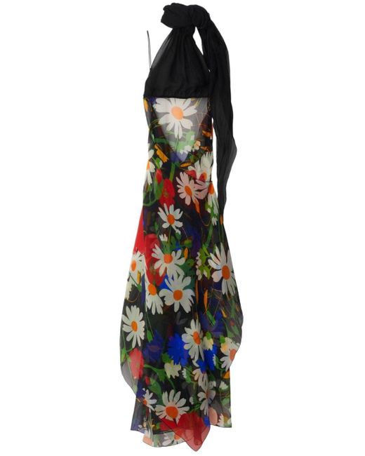 Vestido largo con estampado floral Burberry de color Black