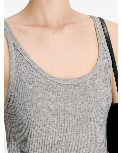Loulou de Saison Gray Roni Rib-Knit Tank Top
