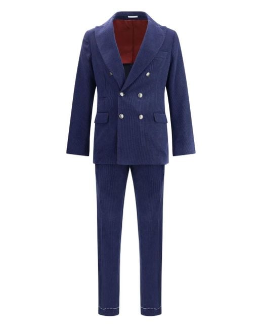 Traje con doble botonadura Brunello Cucinelli de hombre de color Blue