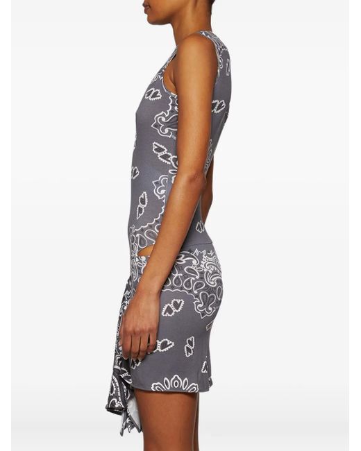 The Attico Gray Bandana-Print Mini Dress
