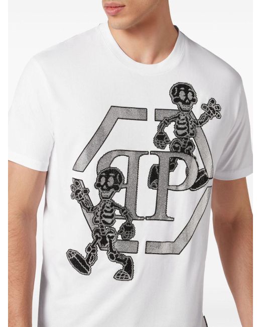 Philipp Plein Skeleton T-Shirt mit Verzierung in White für Herren