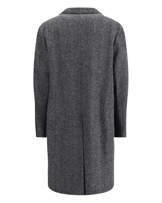 Givenchy Gray Herringbone-Pattern Notched-Lapel Coat for men